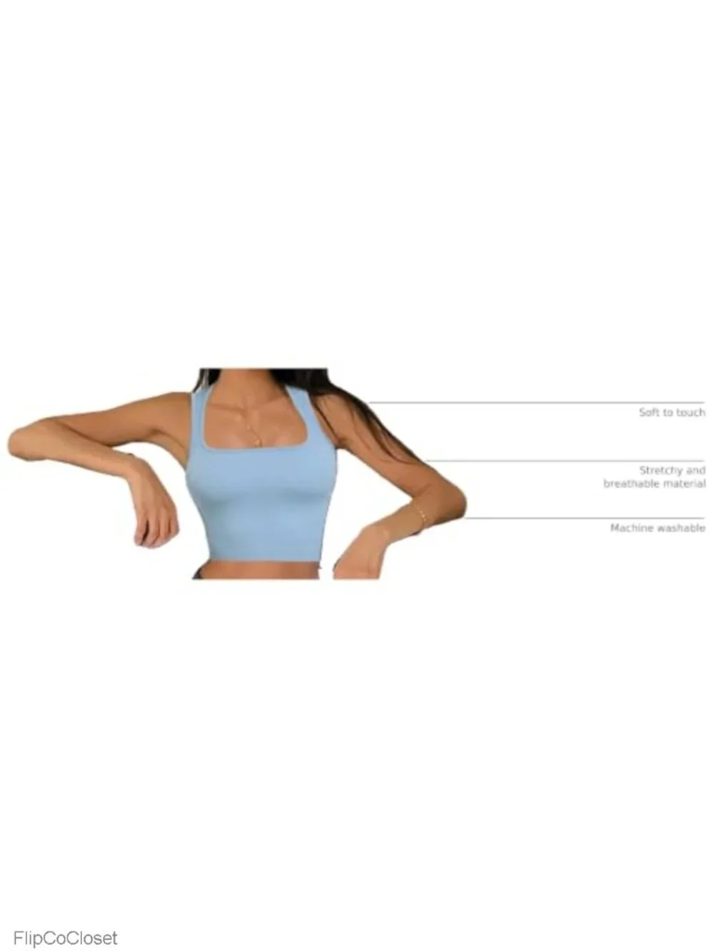 3 Pack Seamless Ribbed Crop Tank Tops Square Neck Sleeveless Workout Yoga Shirts